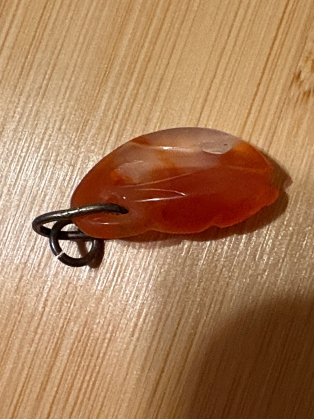 Genuine Orange Red Agate Stone Goldfish Pendant Charm - Picture 3 of 3